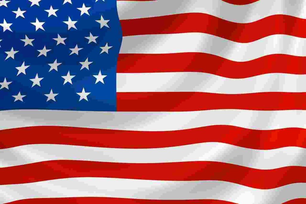 United States map with key landmarks.
