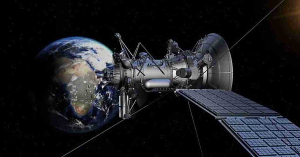 "Illustration showcasing 8 different types of satellites orbiting the Earth."