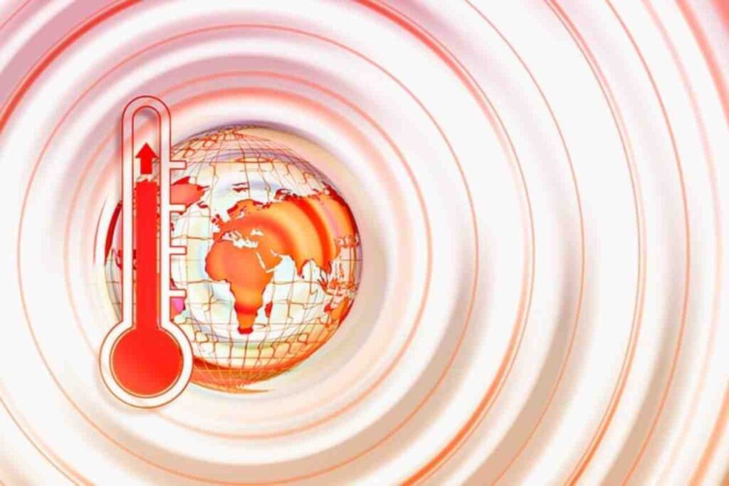 Earth in flames symbolizing global warming.
