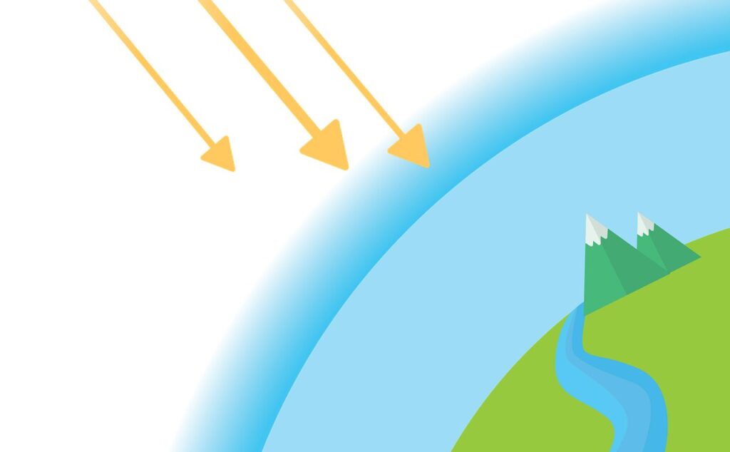 Illustration depicting the fragile ozone layer being damaged by human activities.