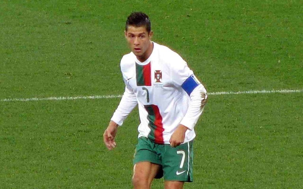 Image of Cristiano Ronaldo, the legendary footballer, showcasing his exceptional skills and athleticism."