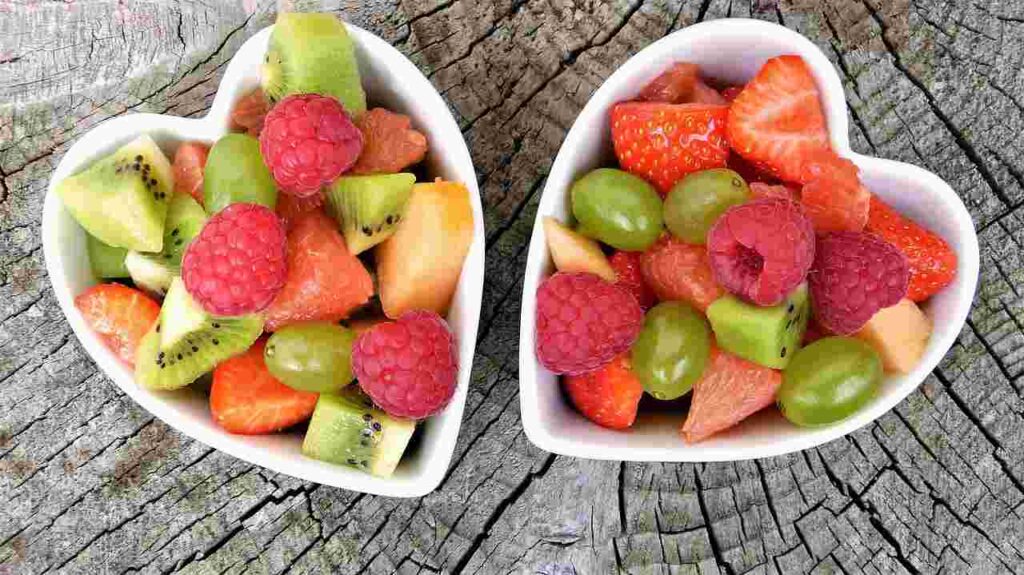 "An assortment of heart-healthy foods including fruits, vegetables, whole grains, and nuts."