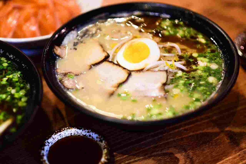 Delicious bowl of ramen with assorted toppings.