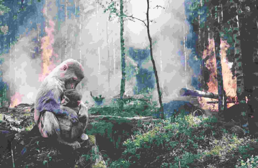 Illustration depicting the devastating impact of deforestation on the environment and biodiversity."