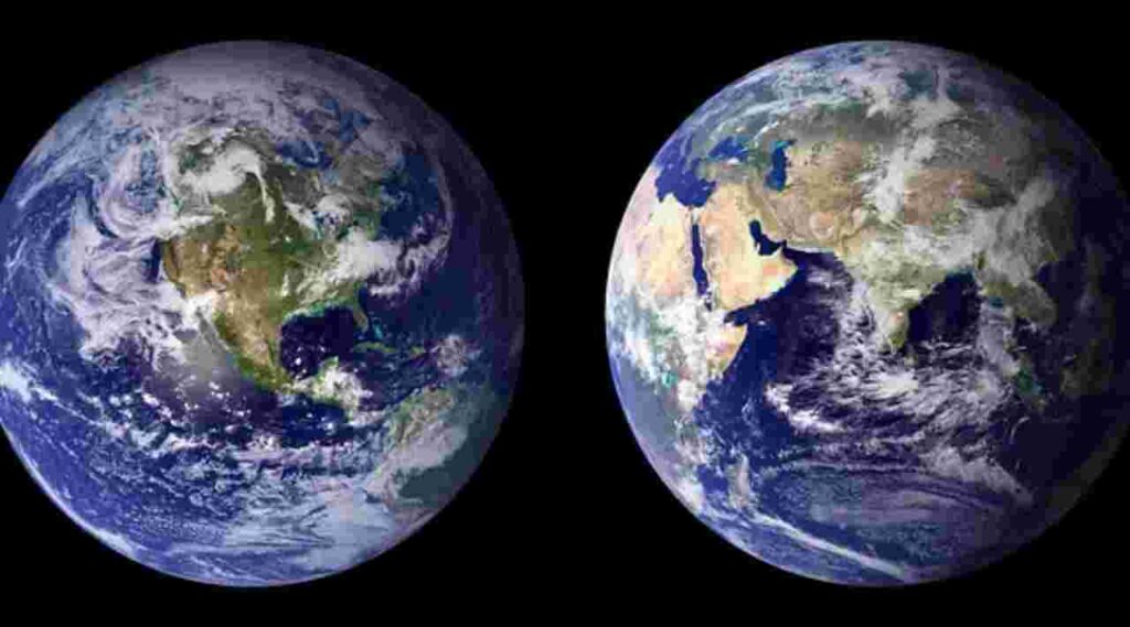 "A globe with intriguing Earth facts."