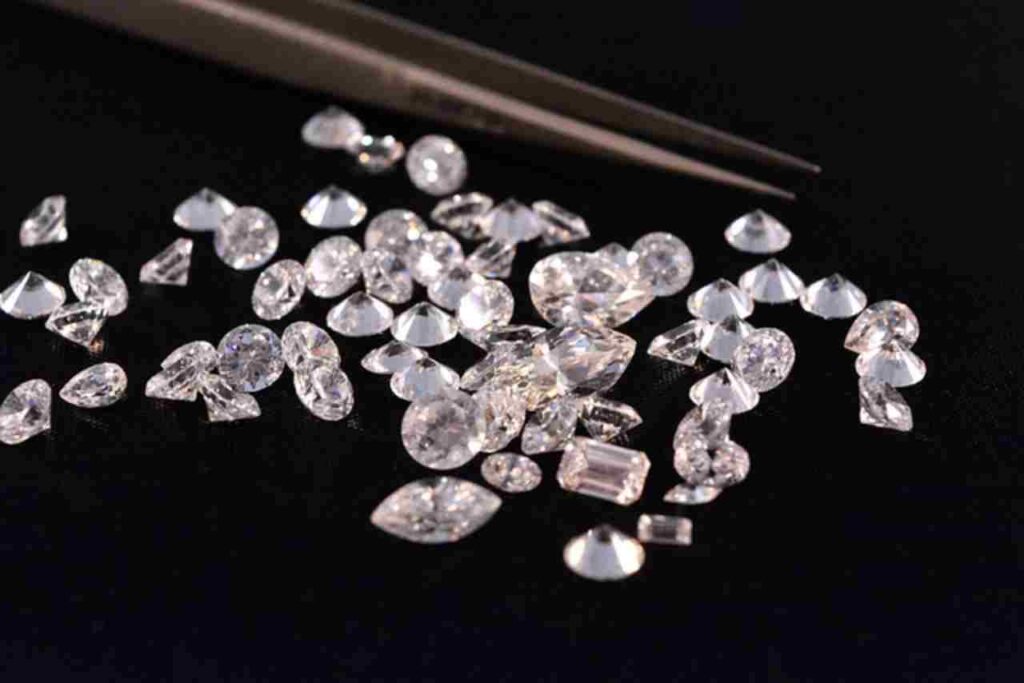 "Variety of sparkling diamonds."