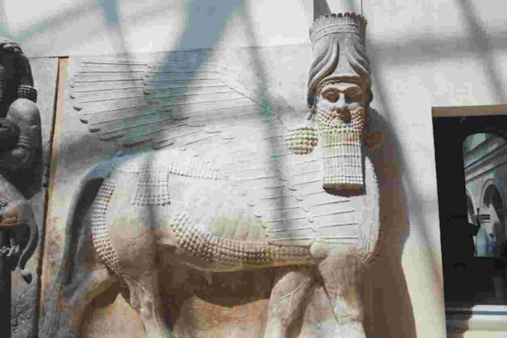 "Ancient Mesopotamian artifacts and cuneiform tablets."