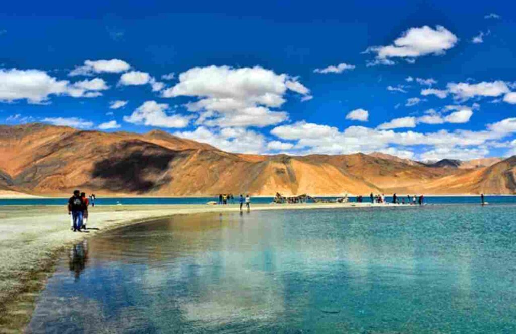"Breathtaking Pangong Tso Lake nestled in the Ladakh region."