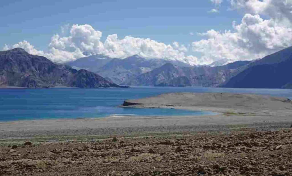 "Breathtaking Pangong Tso Lake nestled in the Ladakh region."