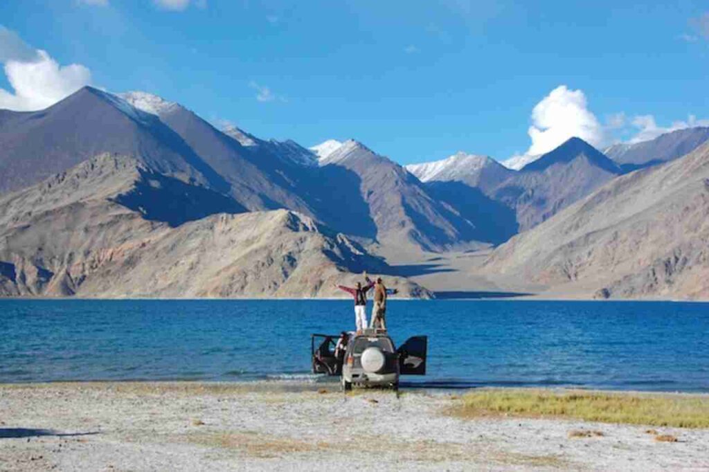 "Breathtaking Pangong Tso Lake nestled in the Ladakh region."