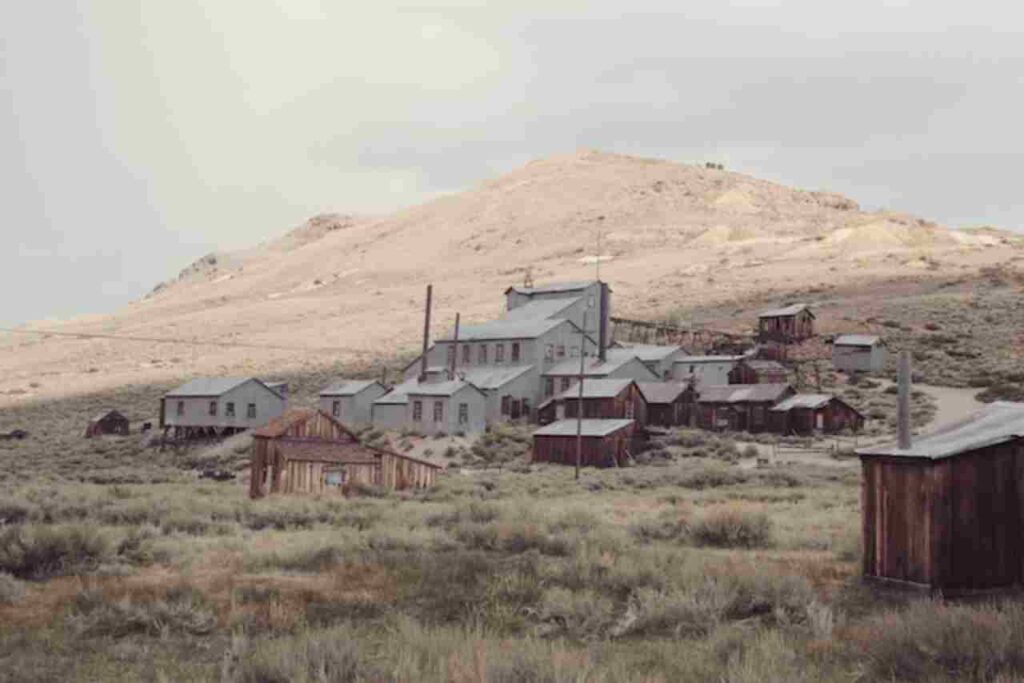 "Image: Abandoned buildings in the ghost town of Bodie."