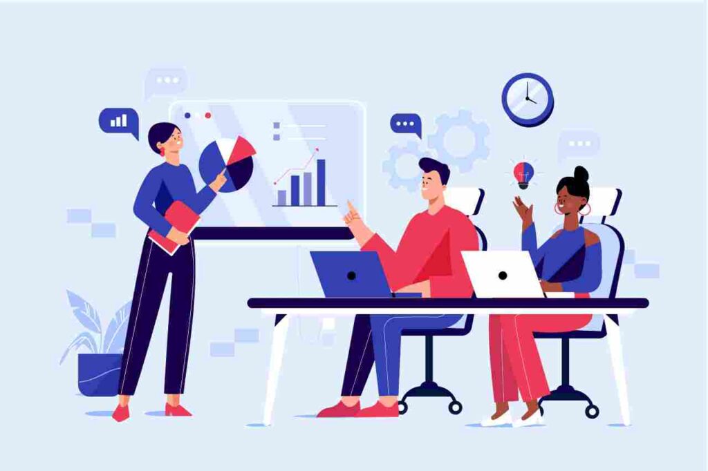 "Illustration showcasing diverse team management tools - Trello, Slack, Asana, Google Workspace, Zoom."