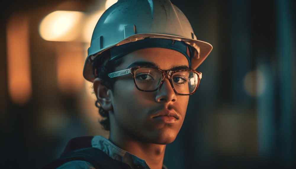 Close-up of a safety helmet with visible expiry date.