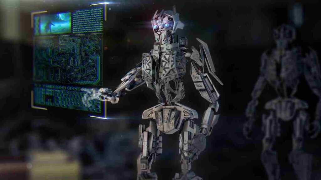 Illustration of Artificial Intelligence (AI) technology transforming industries, showcasing innovation and efficiency.
