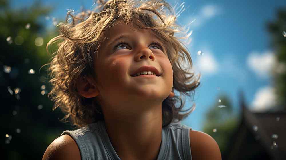 Happy child studying with motivation