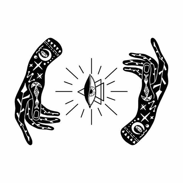 Image of a hand with palm lines highlighted, illustrating palmistry.